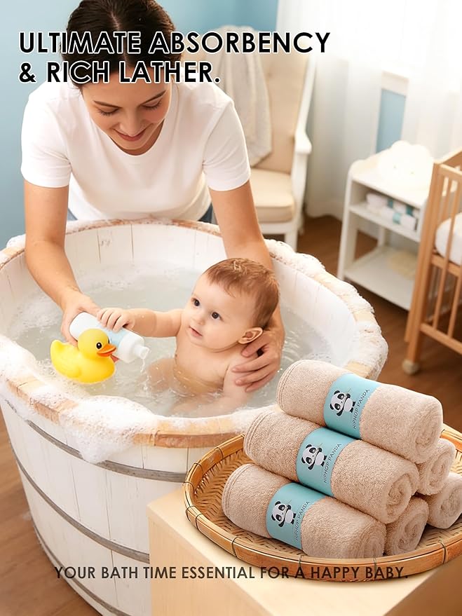 HIPHOP PANDA Baby Washcloths, Rayon Made from Bamboo