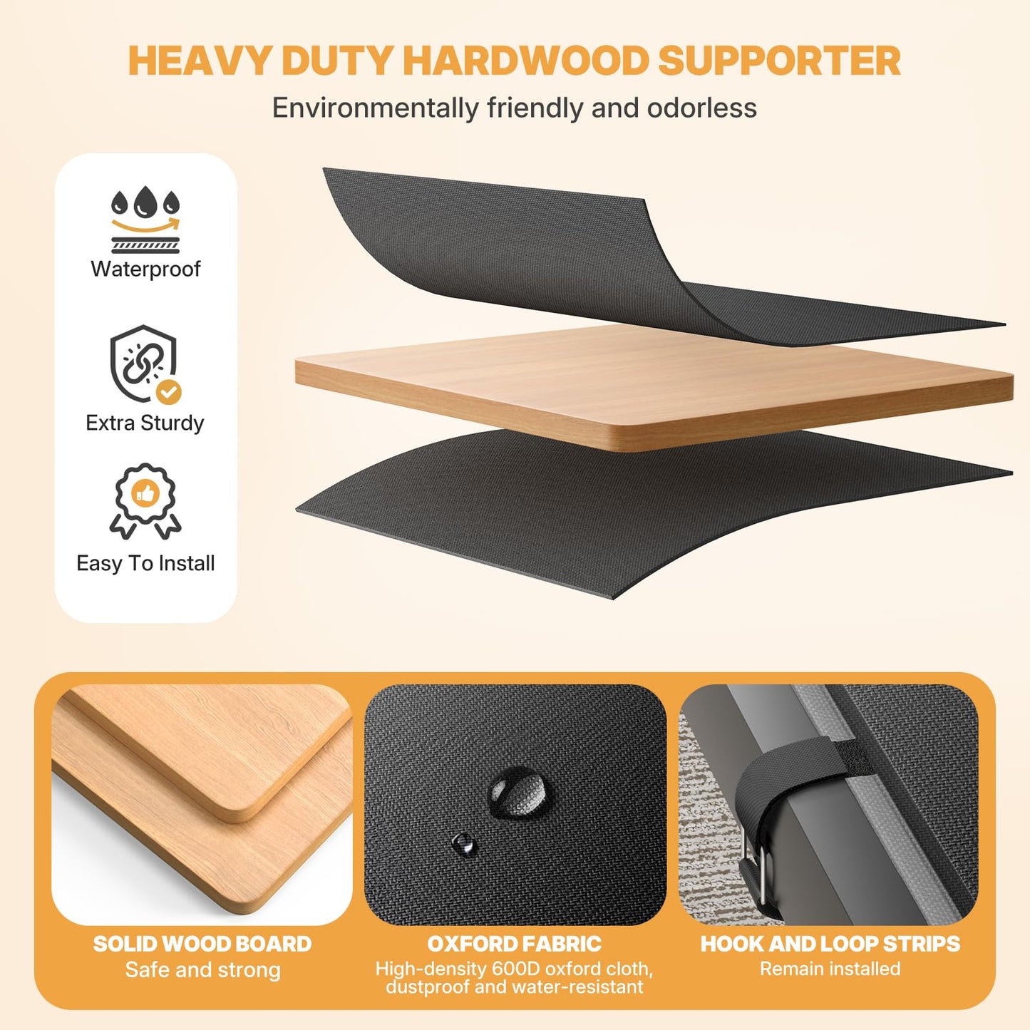 Bunkie Board King Size (76x80'') - Extra Sturdy Wood Bed Boards for Slatted Metal Frame, Sleeper Sofa Support Board to Stop Sagging Mattress, Breathable, Quiet, Anti-Slip and Moisture-Resistant