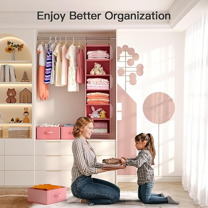 Pipishell Hanging Closet Organizer 6-Shelf, Hanging Shelves