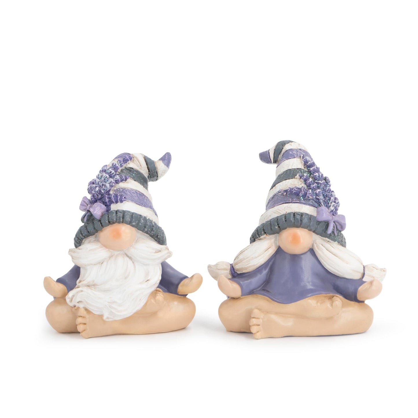 Hodao 2PCS Zen Lavender Meditation Gnomes Figurines Set- Yoga Themed Inspired Home Table & Shelf Decor for Relaxation & Serene Living Spaces Yoga Lavender Decor Retirement Gifts for Women