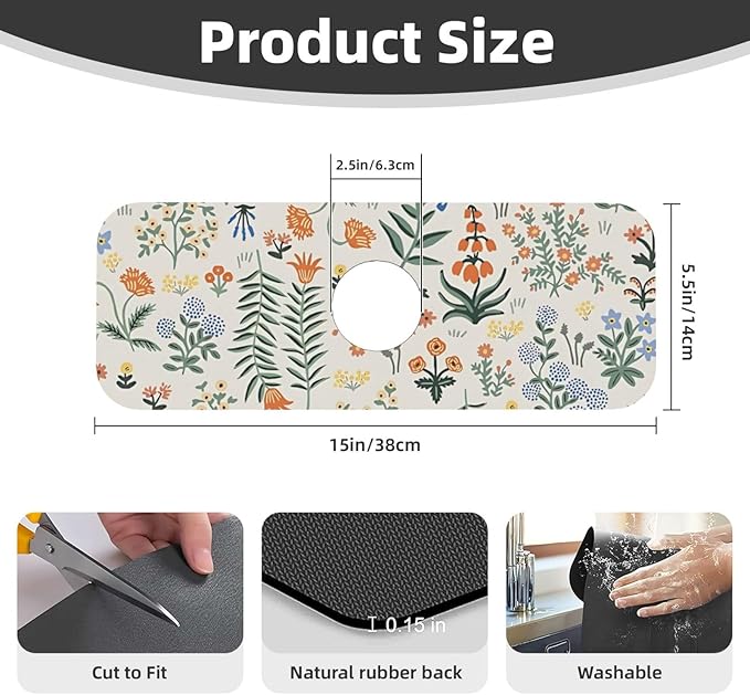2Pcs Dish Drying Mats Faucet Mats Sets Large Size Coffee Mats Sink Faucet Mat