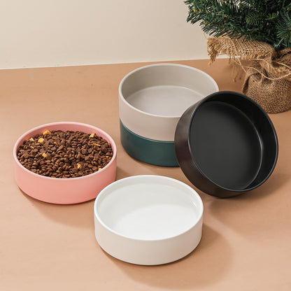 Ceramic Dog Bowl for Food and Water - Pet Feeder Bowl for Small to Medium Dogs and Indoor Cats - Heavy Ceramic Feeding Dish with Non Slip Base - Dishwasher & Microwave Safe - 6 Inch - 2.1 Cups - White