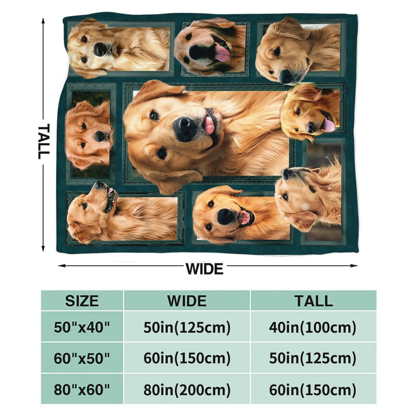 Tijuboni Golden Retriever Throw Blanket Dog Gifts for Girls Boys Women Men Kids Adults Soft Flannel Fleece Blanket for Couch Sofa Bed Home Decor 40"x50"