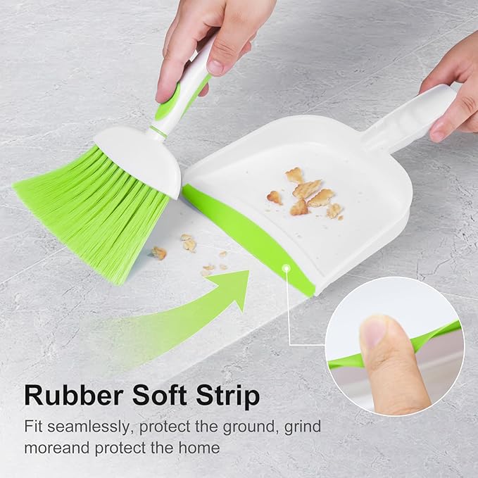 NACENA Small Dust Pan and Brush Set, Mini Broom and Dustpan Set Small Hand