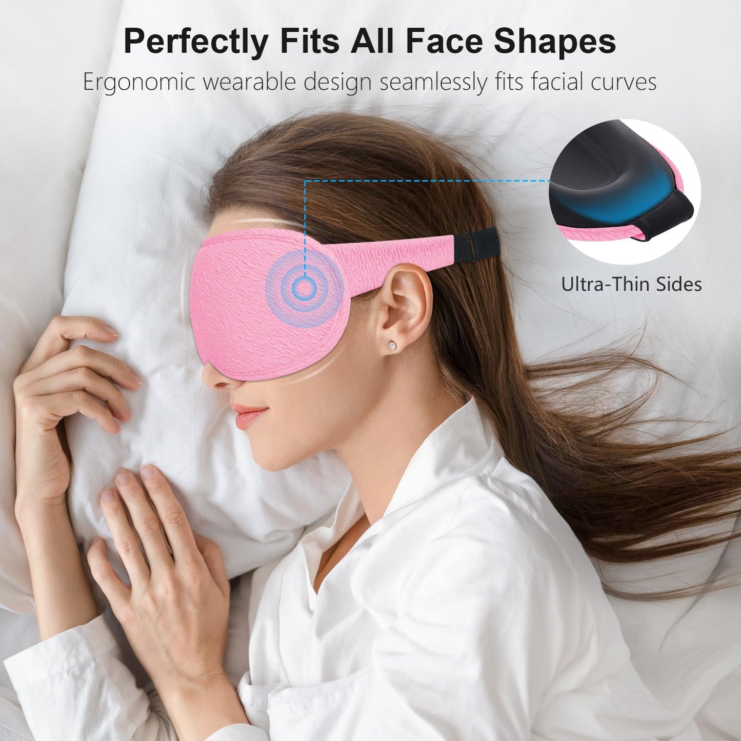 Gritin 100% Blackout Sleep Eye Mask for Women Men, Zero Pressure Sleeping Mask - Ergonomic Design 3D Cutout Eye Movement and Eyelash Friendly Night Blindfold, Ultra Soft Comfortable for Sleeping