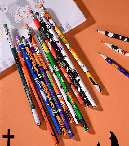 YYaaloa 144 Pcs Wooden Pencil with Eraser Halloween Colorful Pencils Novelty Fun Holiday Gift Office Supply Writing (144pcs, Halloween)