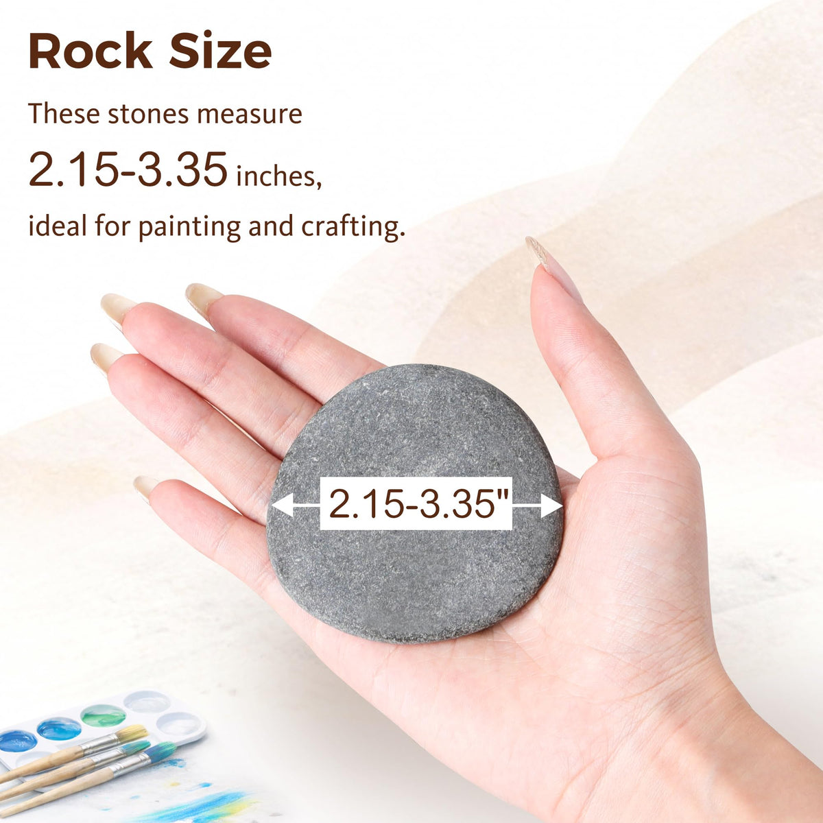 ROCART 100 PCS Large 2.15-3.35" Smooth Natural River Rocks for Painting, Flat Painting Rocks & Craft Stones for Arts, Kindness Rocks, Garden & Classroom Projects