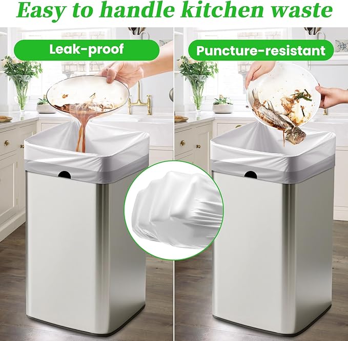 Trash Bags 15 Gallon Tall Kitchen Drawstring Garbage Bags, Fit 13-15 Gal Bins