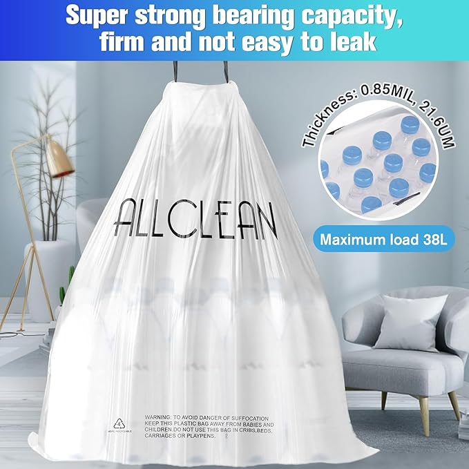 Trash Bags 7 Gallon Medium Kitchen Drawstring Bathroom Garbage Bags, Fit 7 Gal