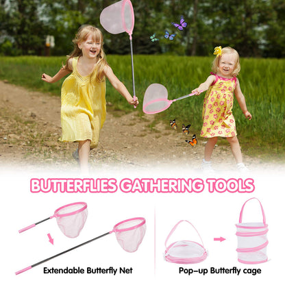 GINMIC Bug Catcher Kit for Kids, Bug Catching Kit with Binoculars, Magnifying Glass, Bugs Habitat and Butterfly Net, Outdoor Explorer Toys Gifts for 3-12 Years Old Boys and Girls
