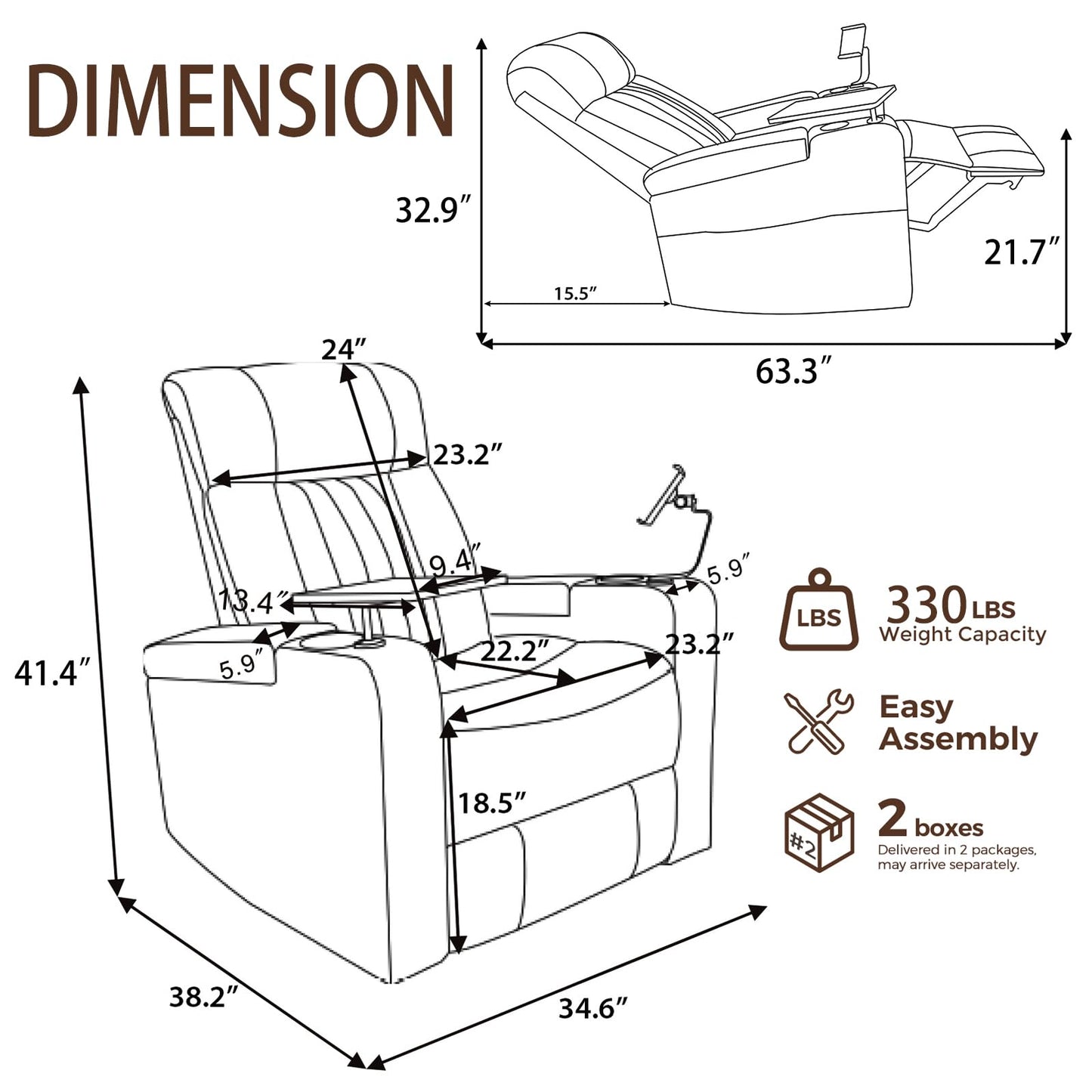 COSYTREE Home Theater Seating Power Recliner Chair, 270°Swivel PU Leather Theater Recliner with LED Ambient Lights, 360°Rotating Tray Table,USB Charging,Cup Holders & Hidden Arm Storage, Blue