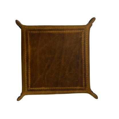 Tolredo Handmade Top Grain Leather Valet Tray – Elegant Organizer for Wallet, Keys, and Phone – Rich Brown (Pack of 1)
