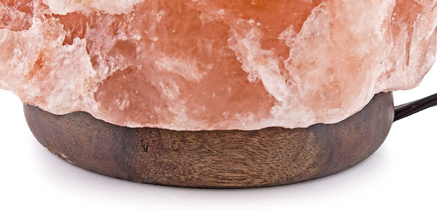 Himalayan Salt Lamp with Dimmer Switch - Natural Crystal Rock Night Light for Home Decor - Hand Carved Salt Lamp with Wooden Base - Soothing Amber Glow Night Light & Gifts