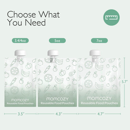 Momcozy Reusable Baby Food Pouches for Toddlers,BPA Free Plastic,Food Safe,Freezer Safe,Refillable for Applesauce Yogurt & Puree Squeeze Pouch,10 Packs,7oz