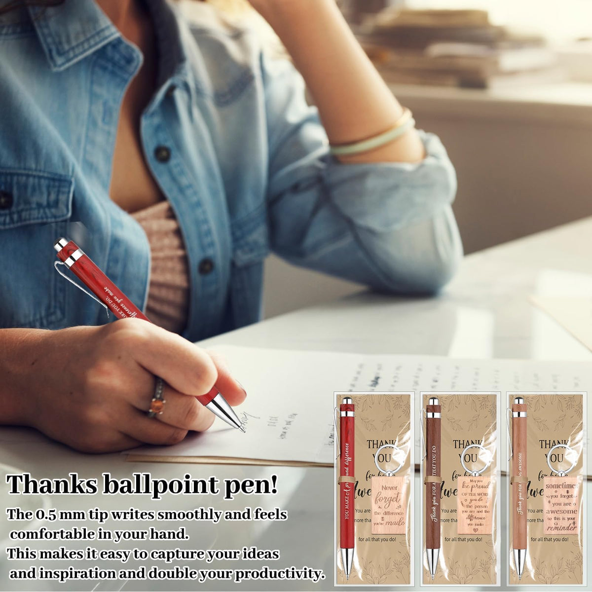 30 Set Thank You Gifts for Coworkers Employee Appreciation Gifts Motivational Ballpoint Pen with Inspirational Keychain Positive Card Inspirational Gift for Volunteer Staff Teacher Team Graduation
