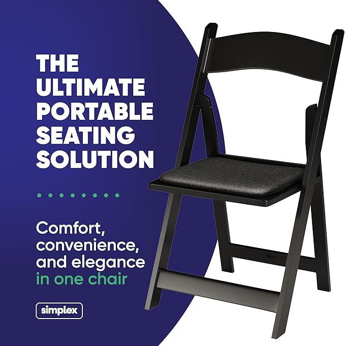 500 Black Resin Stackable Folding Chair - Comfortable Black Foldable Chair - Folding Chairs with Padded Seats - Indoor/Outdoor Folding Chairs for Events - Lightweight Foldable Chairs (500 Pack)
