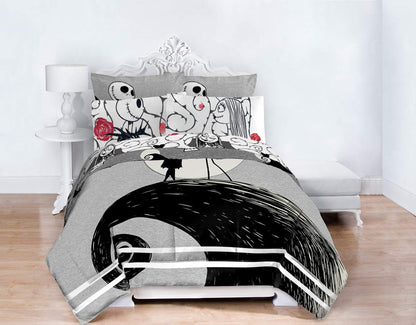 Jay Franco Disney Nightmare Before Christmas Moonlight 7 Piece Full Bed Set - Includes Reversible Comforter & Sheet Set - Features Jack Skellington and Sally - Super Soft Microfiber
