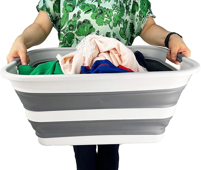 SAMMART Collapsible Plastic Laundry Basket