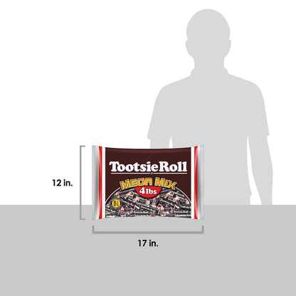 Tootsie Roll Mega Mix, 5 Different Shapes and Sizes of Classic Chocolatey Tootsie Rolls - 4 Pound Bag