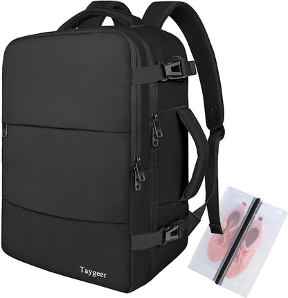Taygeer Ryanair Cabin Bags 40x30x20 Underseat, Travel Backpack Cabin Size, Rucksack for Plane Hand Luggage Backpack for Travelling, Ryan Air Cabin Bag 40x30x20 with Separate Shoe Pouch, Black