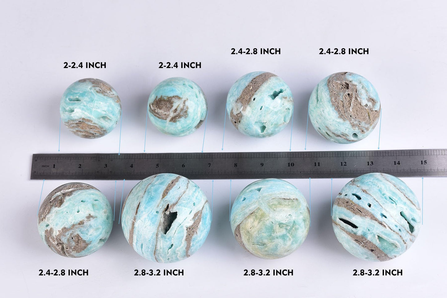 AMOYSTONE Blue Hemimorphite Orb 2.4-2.8" Spiritual Energy Stone Sphere with Wood Stand