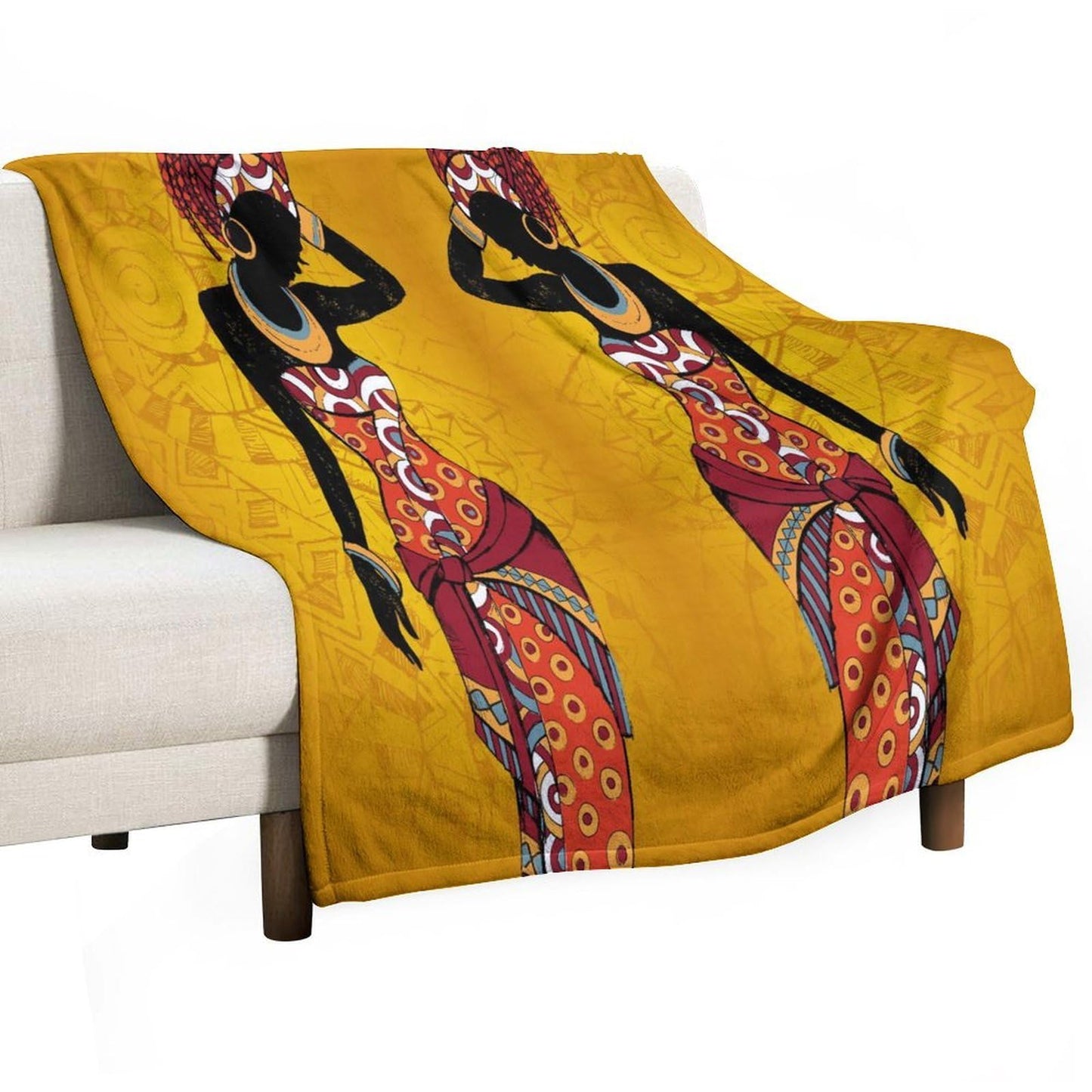 ZhiRain African Woman Throw Blanket Tribal Ethnic Afro Bohemian Blanket for Sofa Bed Couch Chair Or Dorm 50"x60"