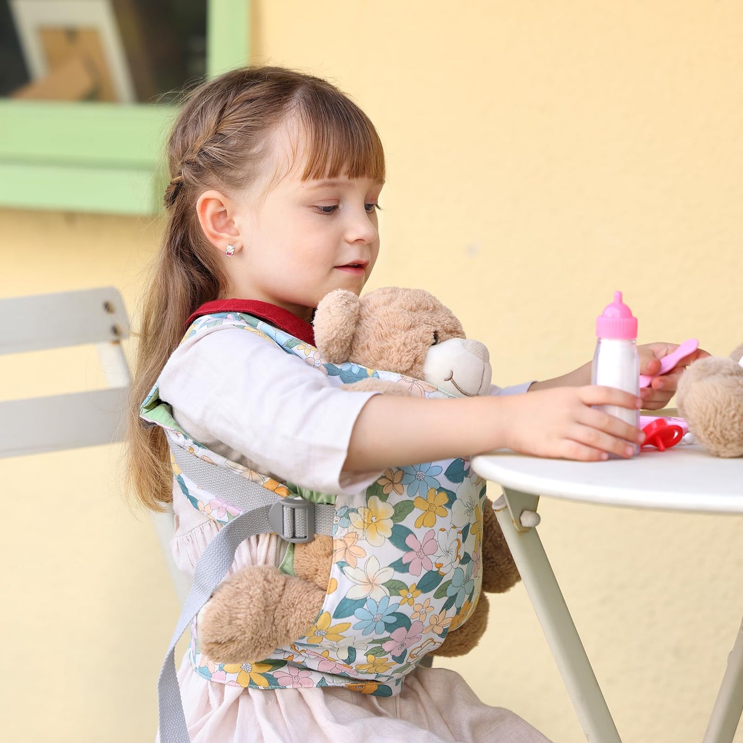 GAGAKU Baby Carrier for Dolls Reborn Baby Doll Carrier Kids Toy Play Baby Carrier for Stuffed Animals Babydoll Accessories for Toddlers - Green - Flowers Plumeria