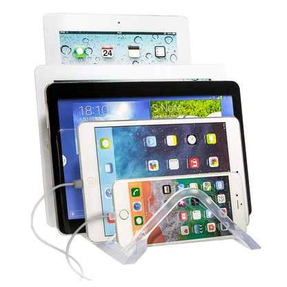 Prosumer's Choice Universal Charging Rack Organizer - Multi Device Stand Holds 5 Tablets or Smartphones - Desktop Tablet Holder and Storage Station - Compact Tech Organizer Dock for Home or Office