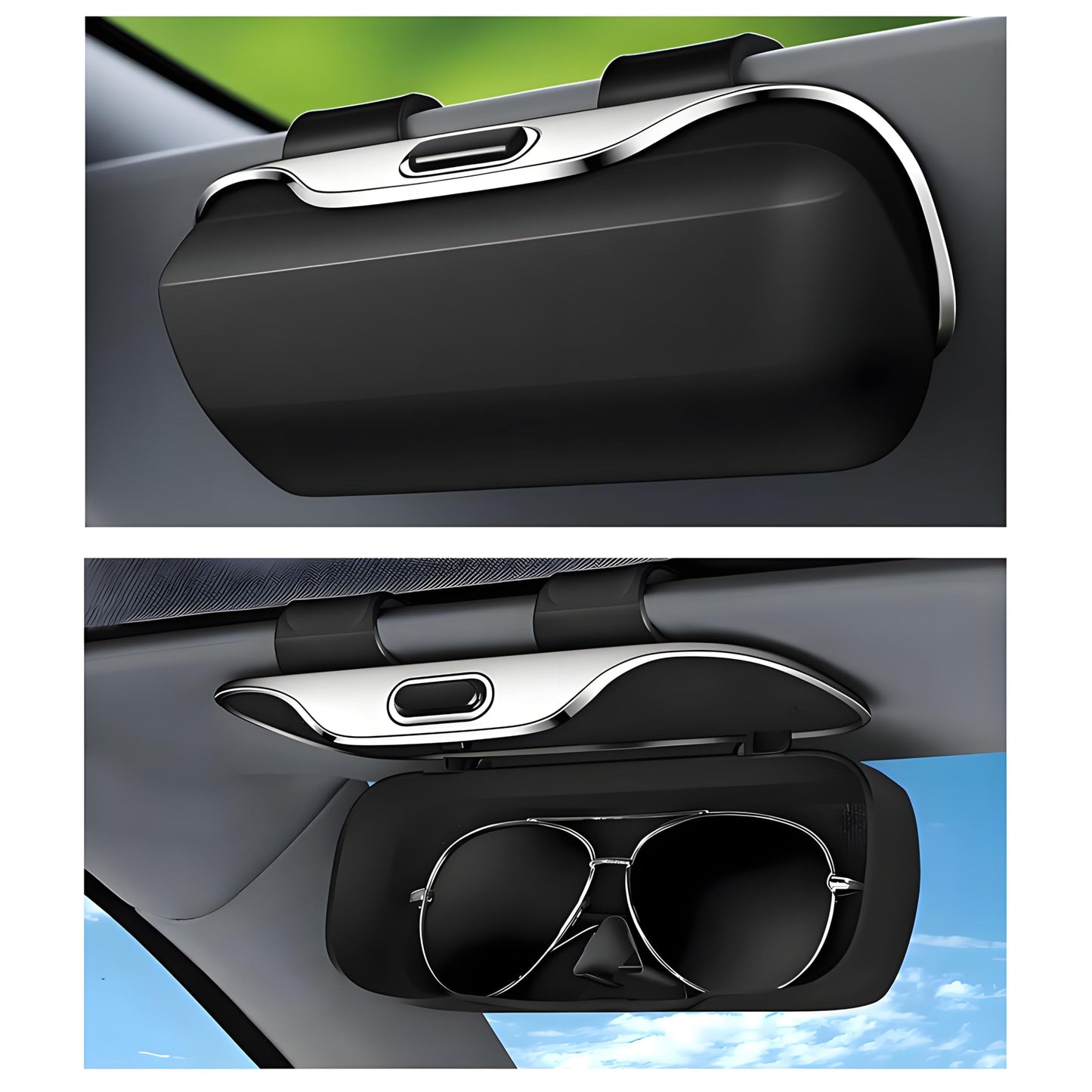 GDQ Sunglass Holder for Car Visor Clip Glasses Case Car Sunglasses Case for Car Sun Visor Glasses Storage Box Car Sunglass Holder Car Visor Accessories Universal for SUV Sedan Truck (Black)