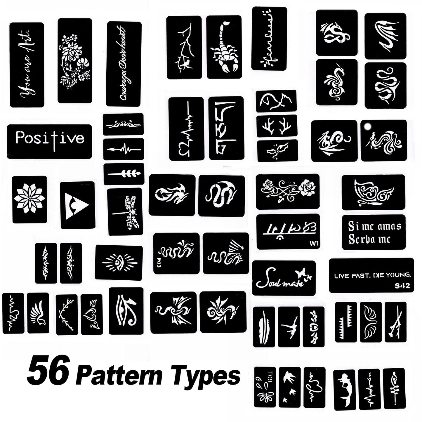 HAWINK Temporary Tattoo Markers for Skin, 10 Body Markers + 20 Large Tattoo Stencils for Kids and Adults, Dual-End Tattoo Pens Make Bold and Fine Lines ZYH2208001KIT