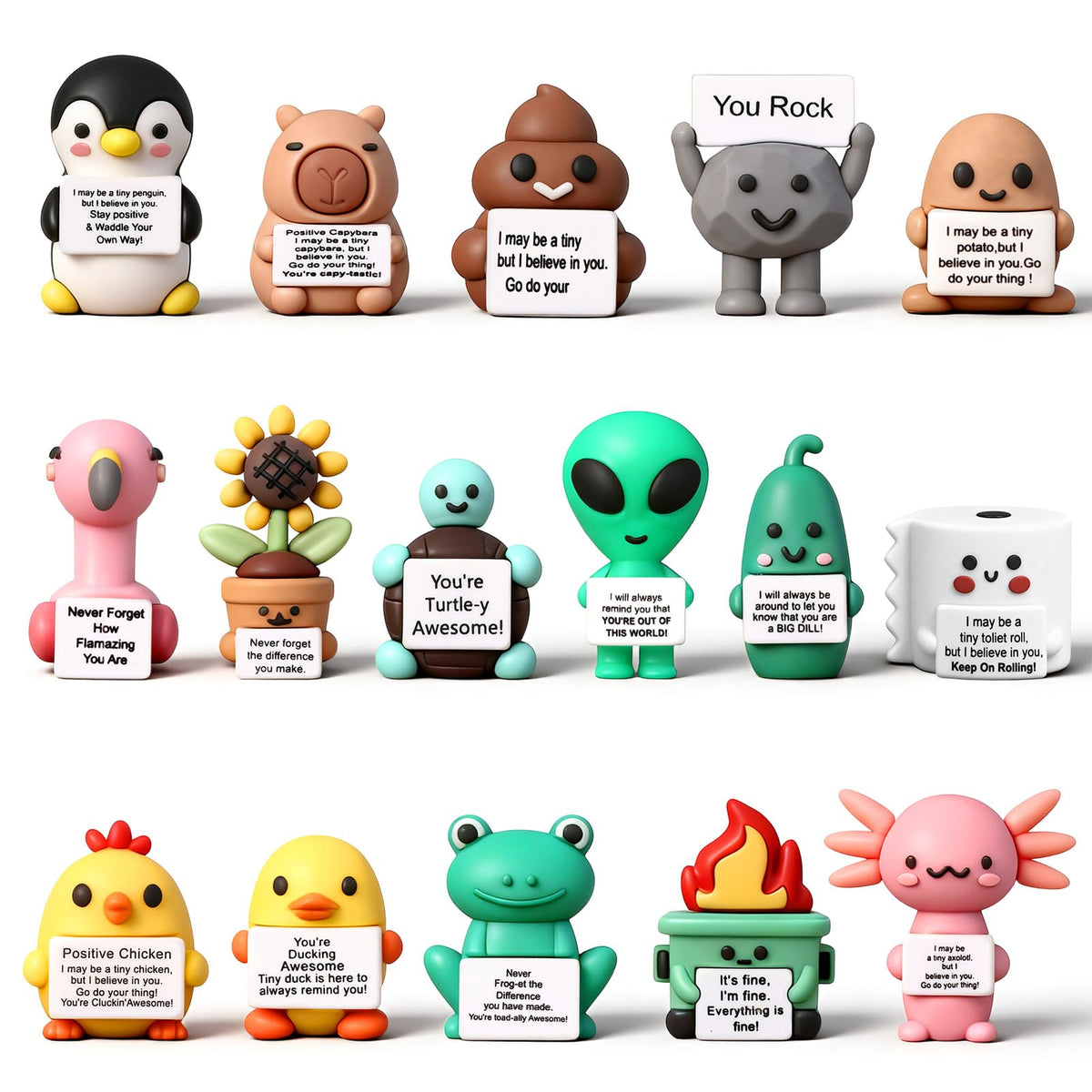 Gejoy 64 Pcs Mini Rubber You Rock Toys Set Mini Rock Figures Positive Gifts Desktop Ornaments and Decorations Inspirational Gifts for Employees, Staff, Teachers, Teams, and Friends (Novel)
