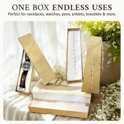 RJ Displays 10 Pack Bracelet Jewelry Boxes, Brown Kraft Cotton Filled Gift Box with Lid – Small Jewelry Gift Box for Necklace, Watch, Bracelet Display Packaging Boxes – 8" x 2" x 1" Inch