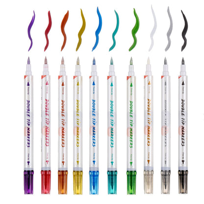 HAWINK Temporary Tattoo Markers for Skin, 10 Body Markers + 20 Large Tattoo Stencils for Kids and Adults, Dual-End Tattoo Pens Make Bold and Fine Lines ZYH2208001KIT