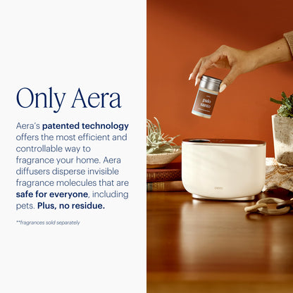 Aera Waterless Essential Oil Diffuser for Large Rooms (500–1000 Sq Ft) + Wi-Fi App & Alexa Control – Hypoallergenic Luxury Home Scent System (Fits 25mL Capsules –Sold Separately) – White