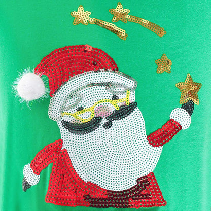 Sunny Fashion Girls Dress Christmas Santa Snow Long Sleeve Holiday Dress Size 7