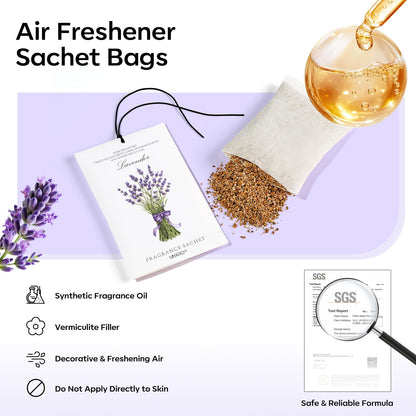 MYARO 12 Pack Lavender Scented Sachets | Odor Eliminator & Air Freshener for Drawer, Closet, Car, Shoes, Gym Bag, Suitcase | Home Fragrance Gift Set