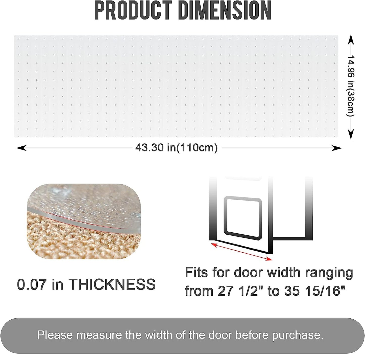 Uross Carpet Protector for Pets - 110CM Cat Protector for Doorway, Anti Scratch Under Door slip Cats Scratching Mat, Easy to Cut Plastic pad Scratch Stopper, Cat Scratch Guard