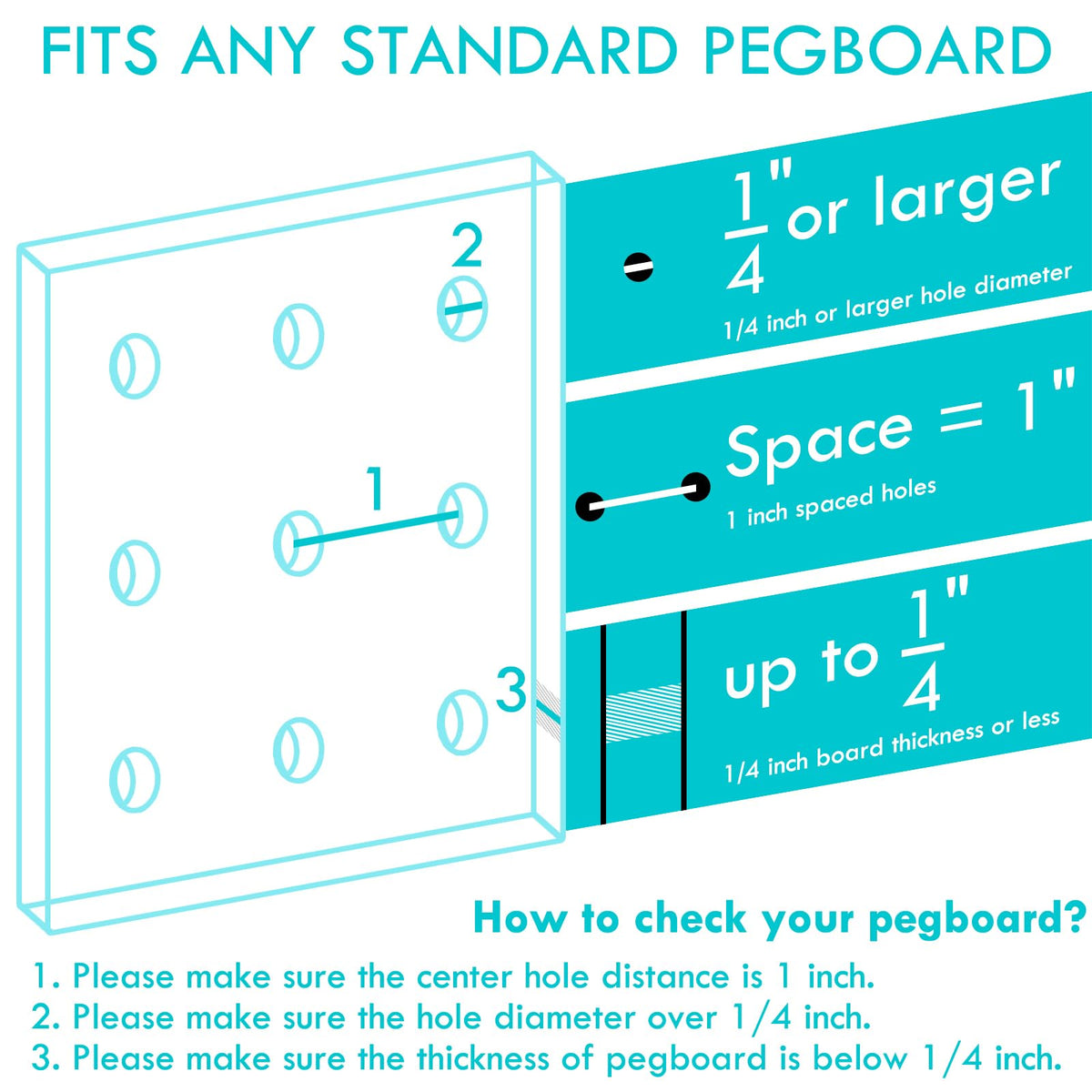 2 Pack Wooden Pegboard Shelves, 1/4 inch Peg Board Organizer Accessories, Shelves and Baskets Brackets, Display and Storage Shelving Rack for Garage Workbench Art Craft Room Office Hobby Workshop