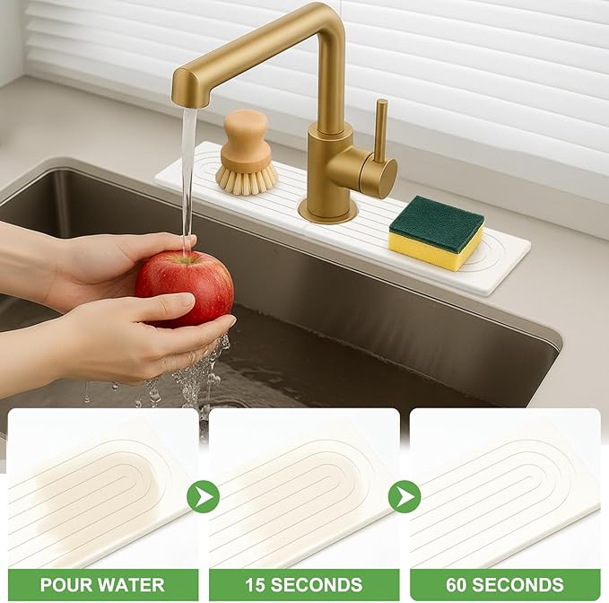 Small Stone Faucet Mat for Kitchen Sink Tray Diatomaceous Earth Quick Dry