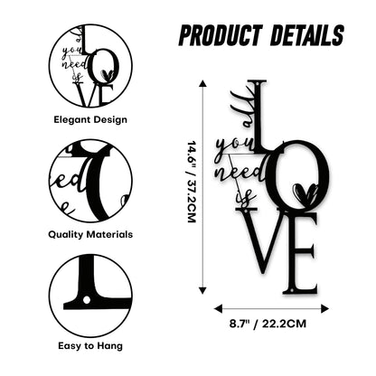 Love Wall Decor "All You Need Is Love" Sculpture, add romantic home decoration to living room, bedroom and kitchen