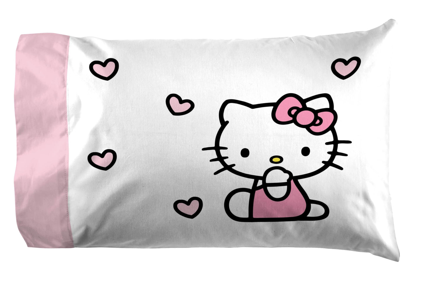 Jay Franco Hello Kitty Cute Queen Sheet Set - 4 Piece Sanrio Super Soft Microfiber, Fade Resistant, Machine Washable, Deep Pocket 10 in, 2 Pillowcases, Girly Pink Kawaii Sheets (Officially Licensed)