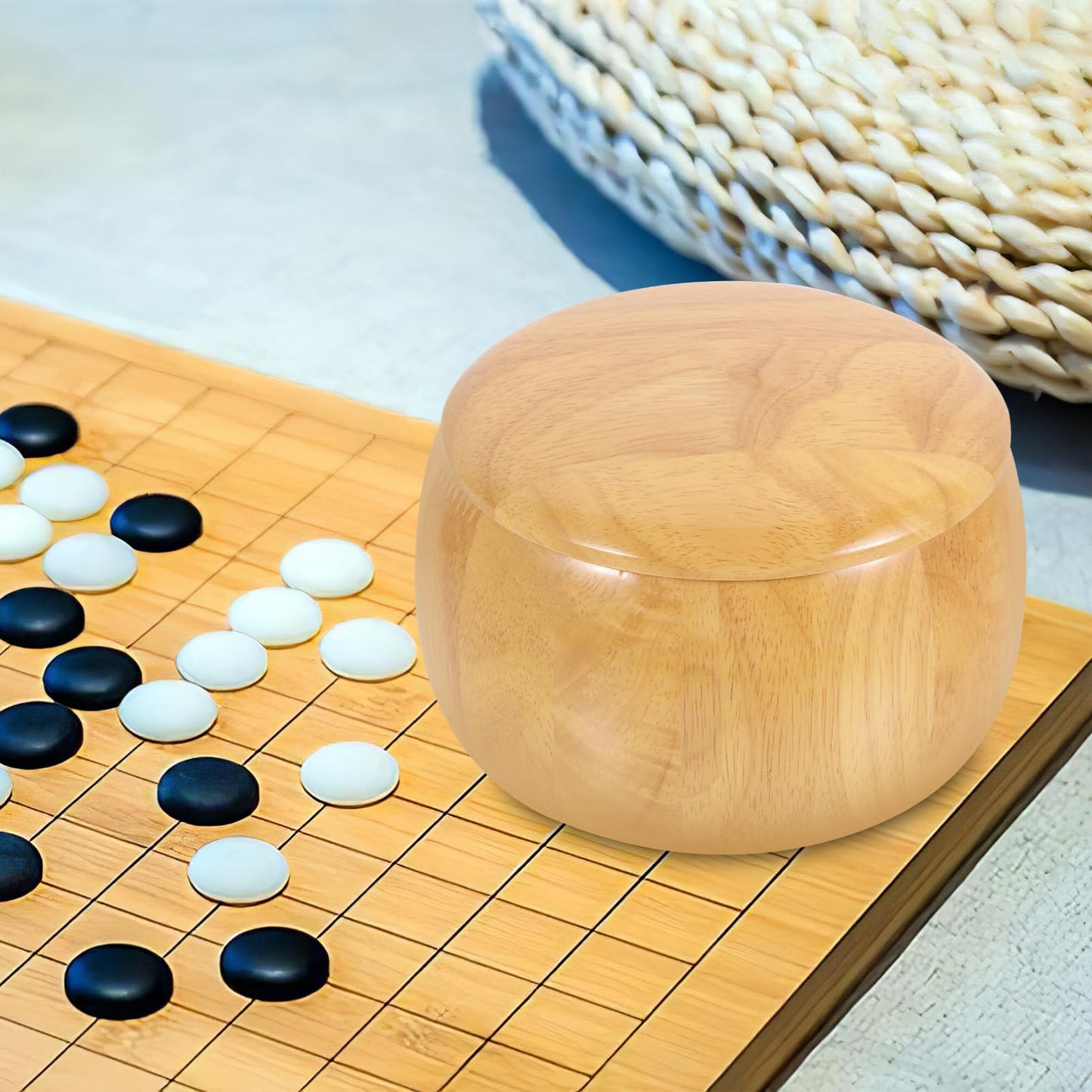 2pcs Go Chess Pieces Storage Wooden Chess Pieces Bowl Lid Go Jar Storage Container Pot