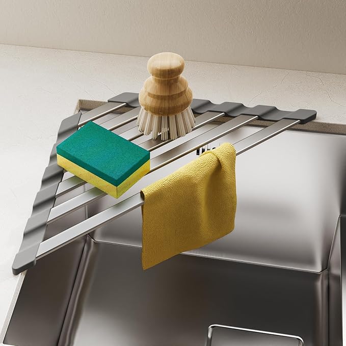 Corner Sink Drying Rack, Heat Resistant Roll Up Mat