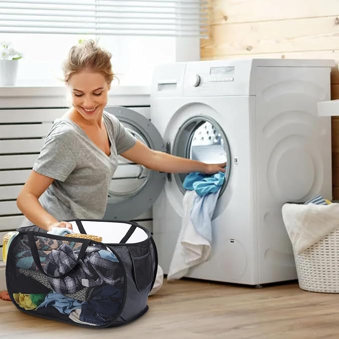 4 Pcs Popup Mesh Laundry Basket, Collapsible Laundry Hamper