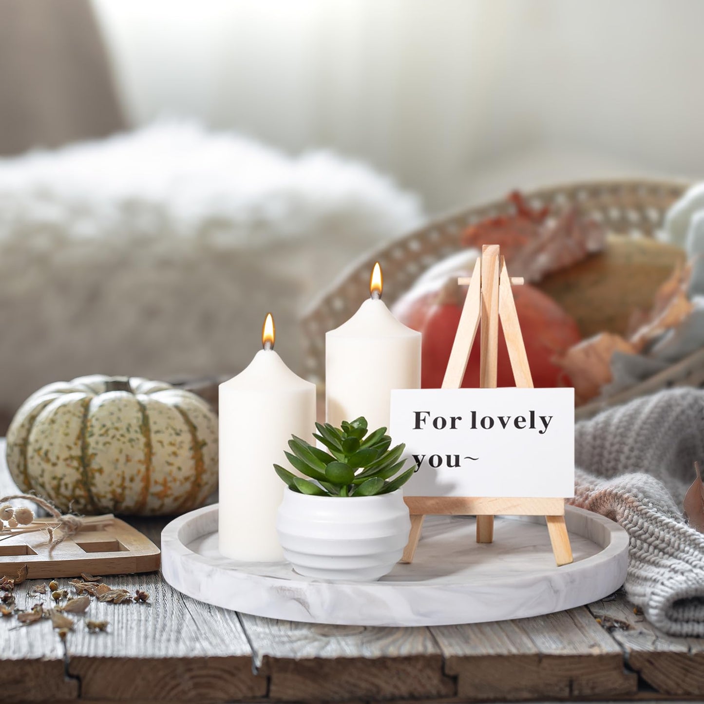 Silicone Bathroom Tray Round Vanity Tray Decorative Soap Holder Kitchen Countertop Organizer Coffee Table Decor for Candle, Perfume, Plant, 9 Inch, Marble Grey