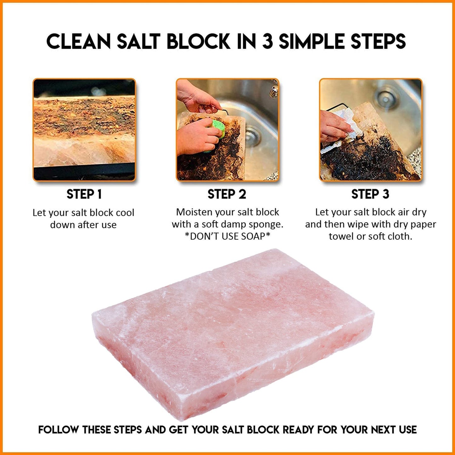 Himalayan Salt Plate Steel with Holder Set, Outdoor BBQ Himalayan Salt Block for Grilling Searing Chilling Cutting Seasoning & Serving, Size 12x8x1.6 inch.