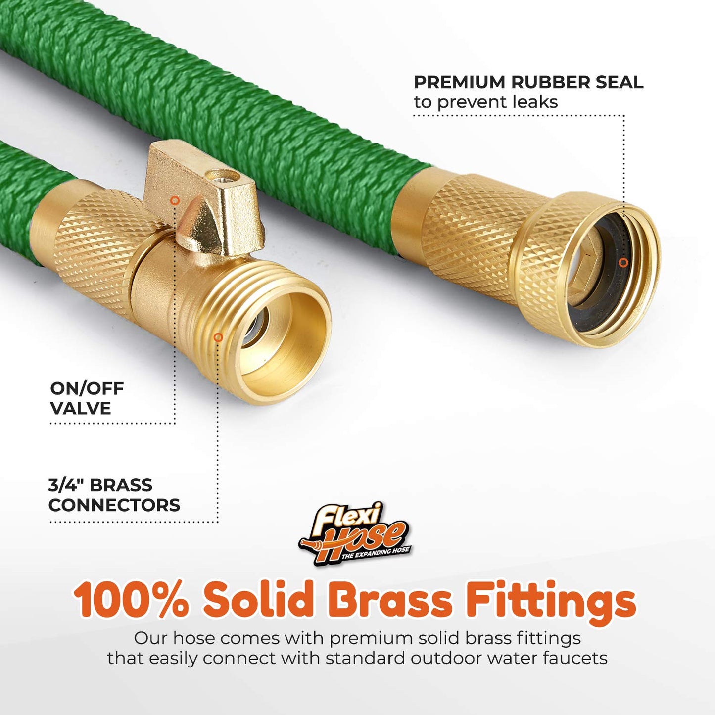 Flexi Hose Expandable Garden Hose - 75FT Heavy Duty Water Hose, Retractable Hose with 2cm Brass Fittings - Expandable Hose Design Includes Spray Nozzle (Green 23 Metres)