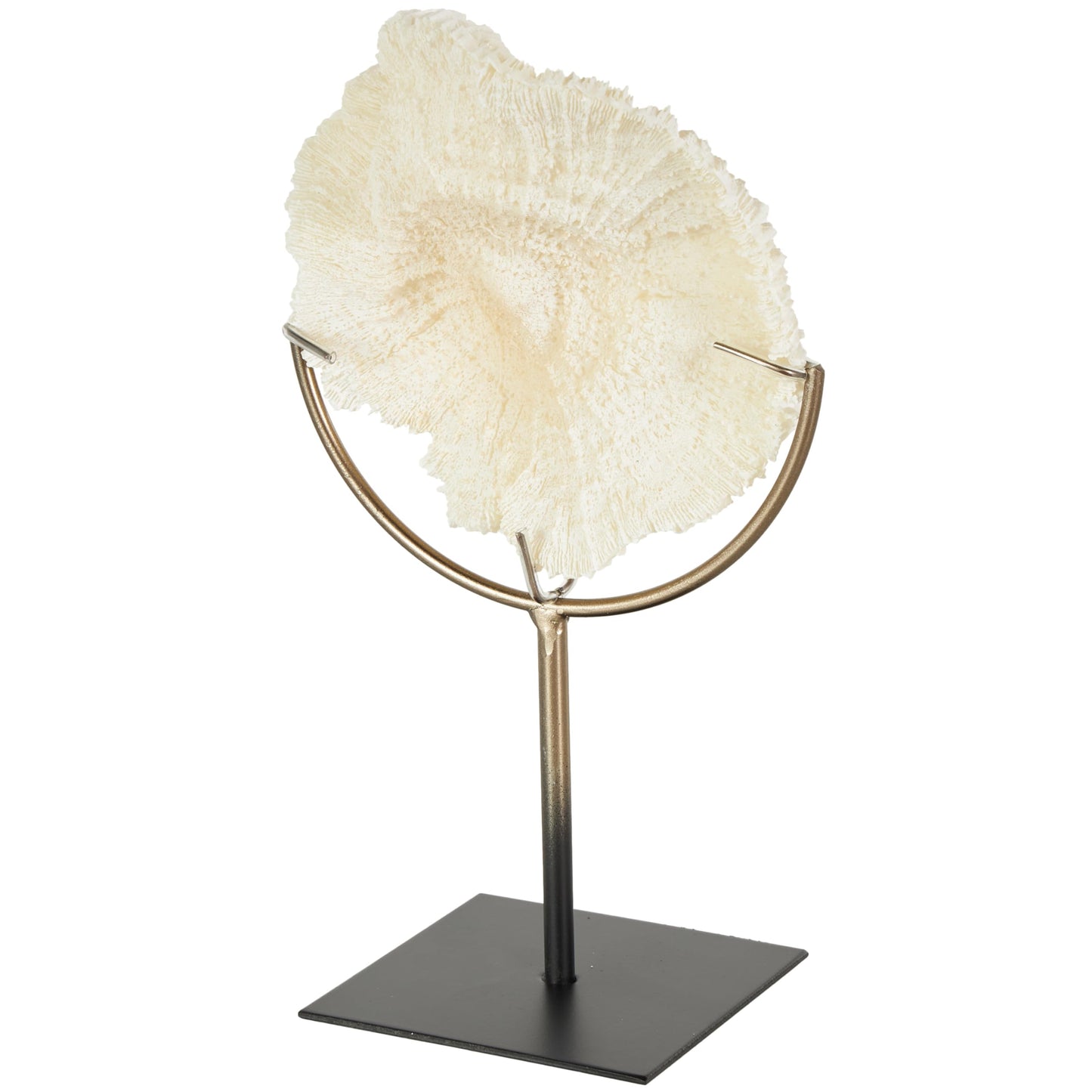 Deco 79 Polystone Coral Decorative Sculpture Textured Home Decor Statue with Bronze Stand, Accent Figurine 7" x 5" x 12", Light Blue