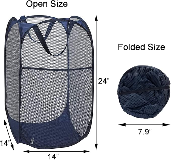 2 Pack Mesh Laundry Hampers, Pop Up Laundry Baskets, Collapsible Clothes