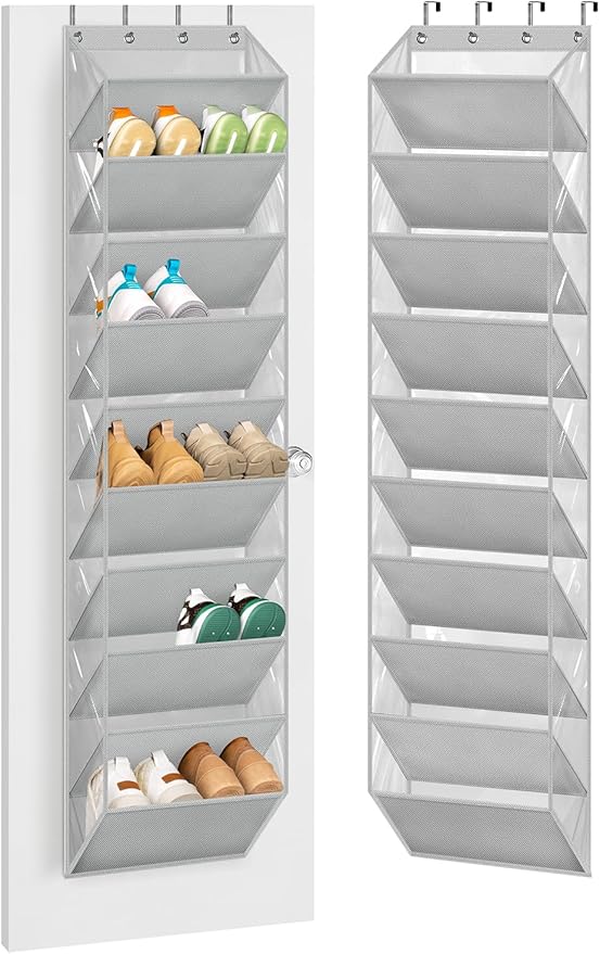 AOODA 10 Tier Clear Over the Door Shoe Organizer Storage, Deep Pockets Large